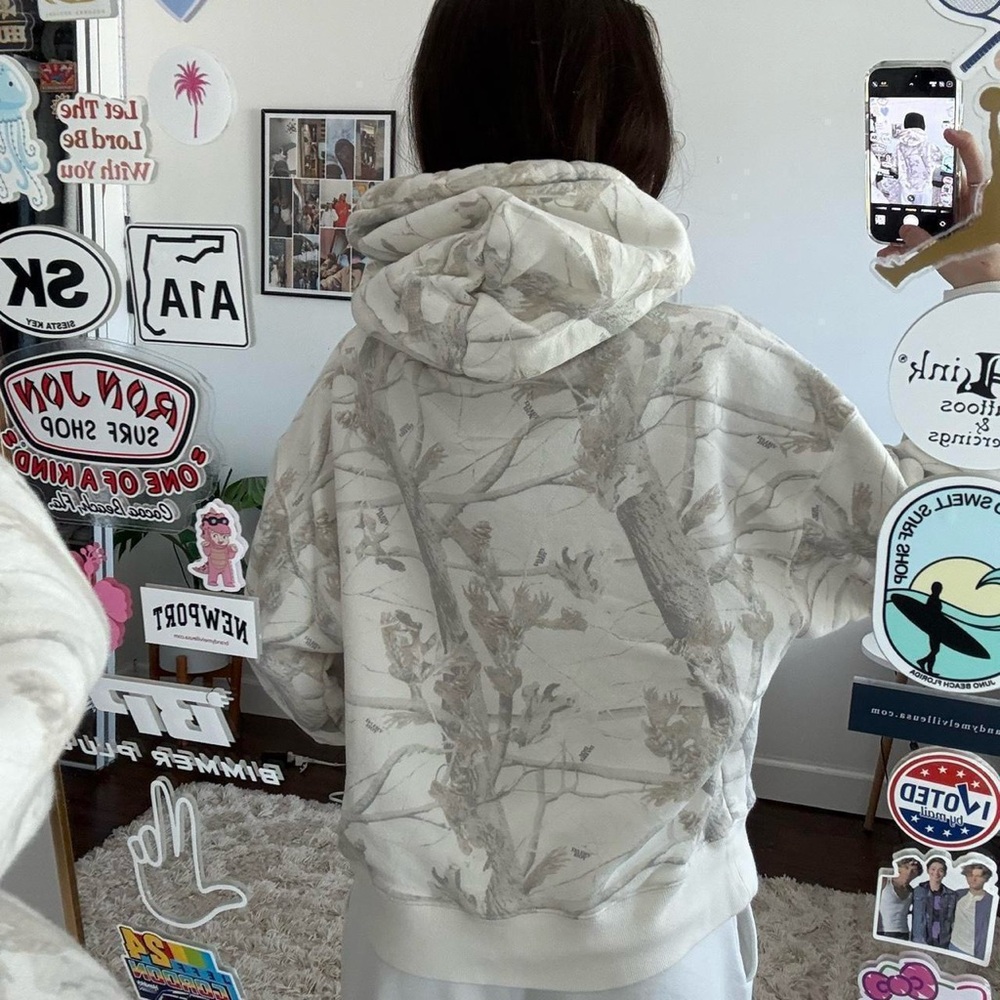 white and grey dairy boy camo woodland hoodie - Picture 5 of 8